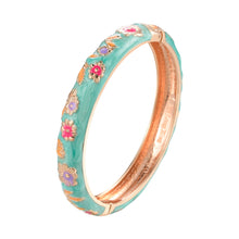 Load image into Gallery viewer, UJOY Cloisonne Bangle Multicolor Floral Rose Gold Bracelet Gifts for Women Girls 602105