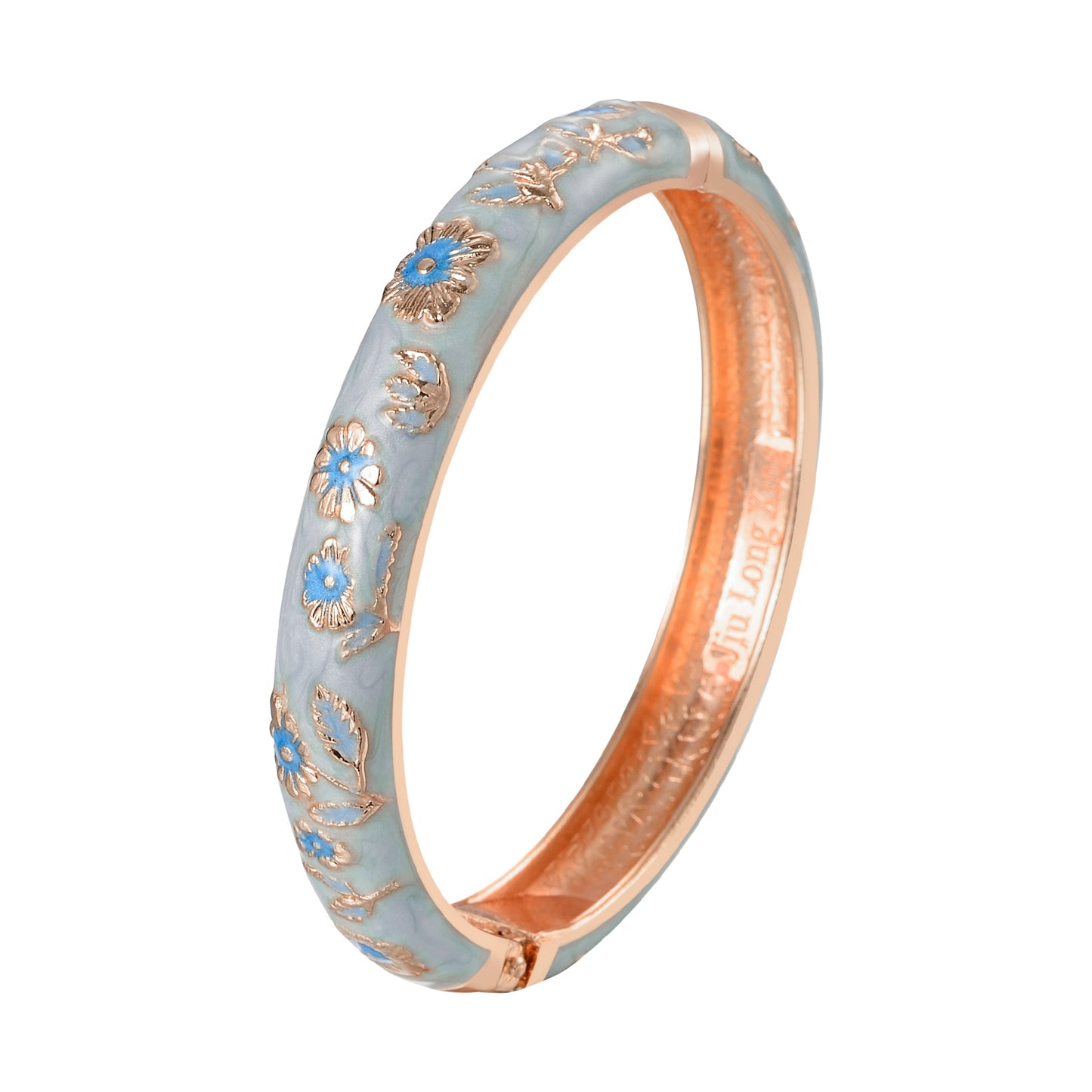 UJOY Cloisonne Bangle Multicolor Floral Rose Gold Bracelet Gifts for Women Girls 602105