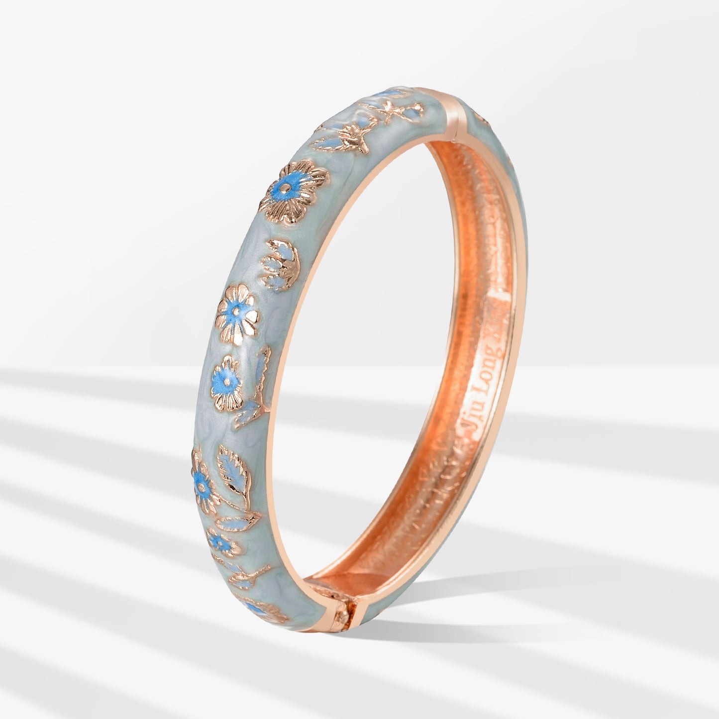 UJOY Cloisonne Bangle Multicolor Floral Rose Gold Bracelet Gifts for Women Girls 602105