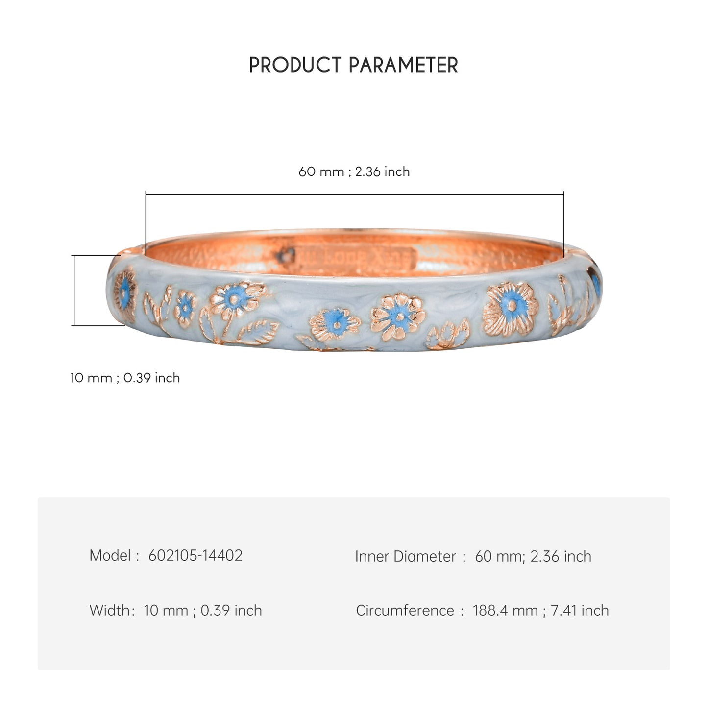 UJOY Cloisonne Bangle Multicolor Floral Rose Gold Bracelet Gifts for Women Girls 602105