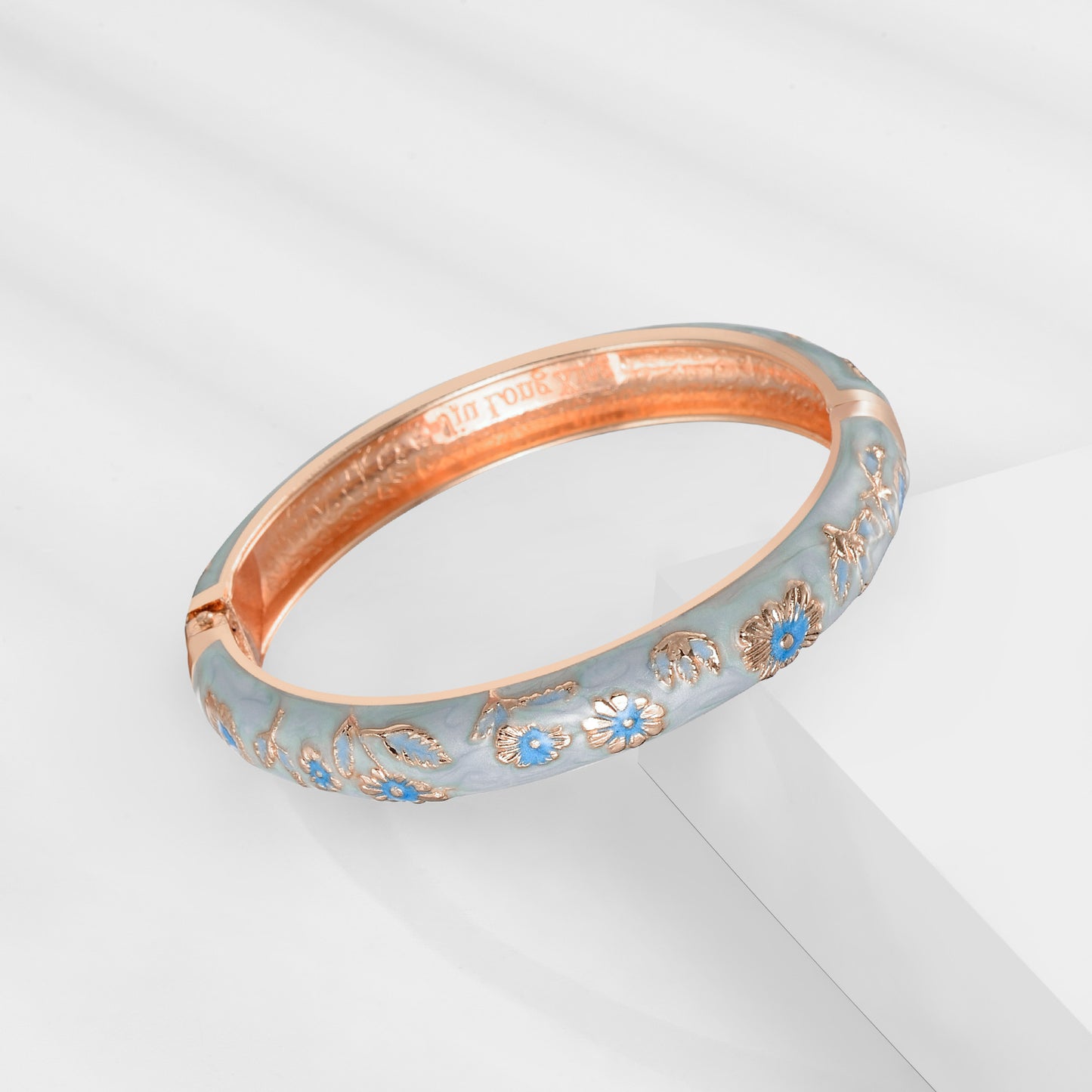 UJOY Cloisonne Bangle Multicolor Floral Rose Gold Bracelet Gifts for Women Girls 602105