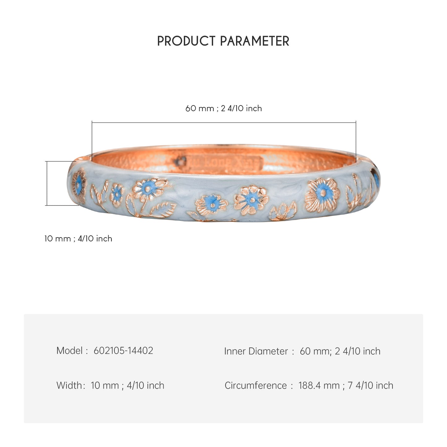 UJOY Cloisonne Bangle Multicolor Floral Rose Gold Bracelet Gifts for Women Girls 602105