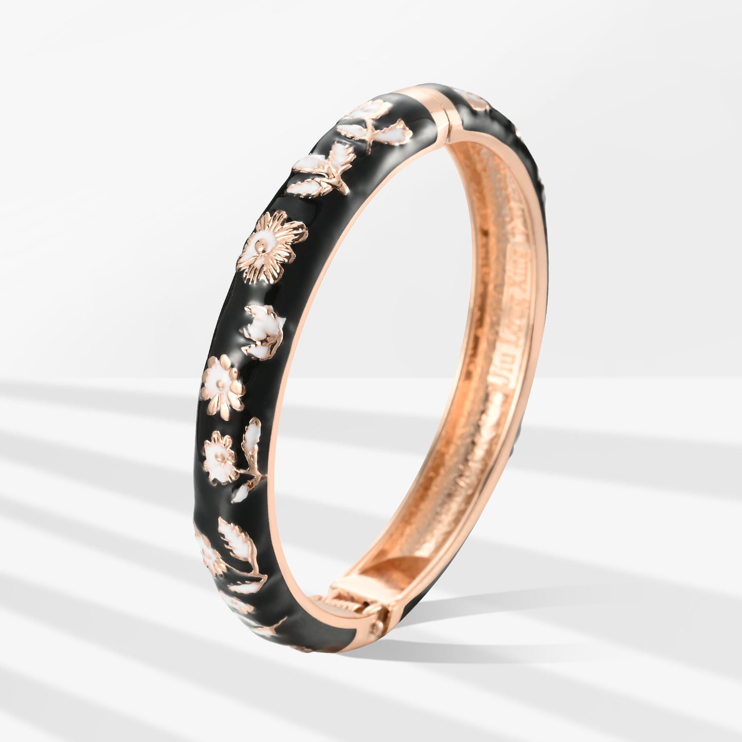 UJOY Cloisonne Bangle Multicolor Floral Rose Gold Bracelet Gifts for Women Girls 602105