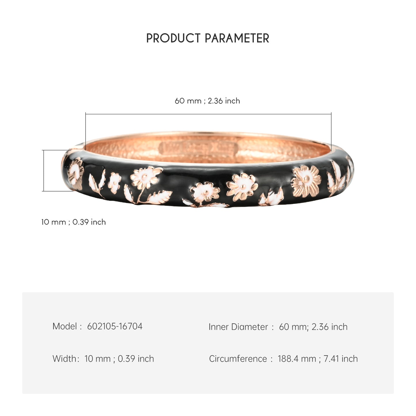 UJOY Cloisonne Bangle Multicolor Floral Rose Gold Bracelet Gifts for Women Girls 602105