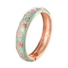 Load image into Gallery viewer, UJOY Cloisonne Bangle Mint Green Floral Rose Gold Bracelet Gifts for Women Girls