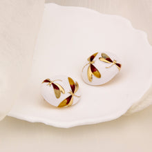 Load image into Gallery viewer, UJOY Dainty Double Dragonfly Enamel Earrings – White Oval Frame for Women