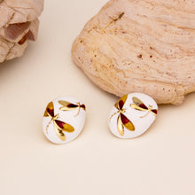 Load image into Gallery viewer, UJOY Dainty Double Dragonfly Enamel Earrings – White Oval Frame for Women