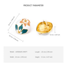 Cargar imagen en el visor de la galería, UJOY Vintage Painted Enamel Flower Earrings | Gold Plated Zinc Alloy Jewelry