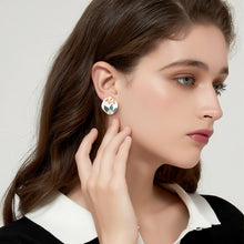 Cargar imagen en el visor de la galería, UJOY Vintage Painted Enamel Flower Earrings | Gold Plated Zinc Alloy Jewelry