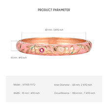Load image into Gallery viewer, UJOY Cloisonne Bangle Pink Enamel Gold Flower and Bird Pattern Bracelet Gifts for Women Girls 611105