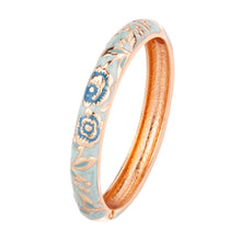 Load image into Gallery viewer, UJOY Cloisonne Bangle Light Blue Gold Flower Pattern Bracelet Gifts for Women Girls