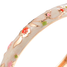 Load image into Gallery viewer, UJOY Cloisonne Bangle Multi-color Background Painted Flower and Bird Rose Gold Bracelet 615085