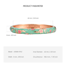 Load image into Gallery viewer, UJOY Vintage Cloisonne Enamel Bangle Gold Plated Transparent Green Floral Hinged Bracelet Women Oriental Jewelry Gift