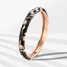 Load image into Gallery viewer, UJOY Cloisonne Bangle Multi-color Background Painted Flower and Bird Rose Gold Bracelet 615085