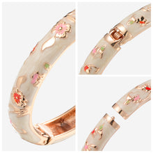 Load image into Gallery viewer, UJOY Cloisonne Bangle Colorful Painted Floral Rose Gold Bracelet Gifts for Women Girls