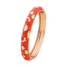 Load image into Gallery viewer, UJOY Cloisonne Bangle Red and Green Floral Pattern Bracelet Gifts for Women Girls 618105