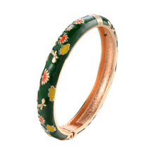 Load image into Gallery viewer, UJOY Cloisonne Bangle Red and Green Floral Pattern Bracelet Gifts for Women Girls 618105