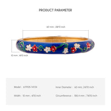 Load image into Gallery viewer, UJOY Vintage Cloisonne Enamel Bangle Gold Plated Transparent Blue Floral Hinged Bracelet Women Oriental Jewelry Gift