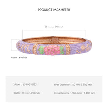 Load image into Gallery viewer, UJOY Cloisonne Bangle Lilac white floral rose gold bracelet Gifts for Women Girls 624105