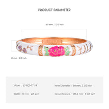 Load image into Gallery viewer, UJOY Cloisonne Bangle Lilac white floral rose gold bracelet Gifts for Women Girls 624105