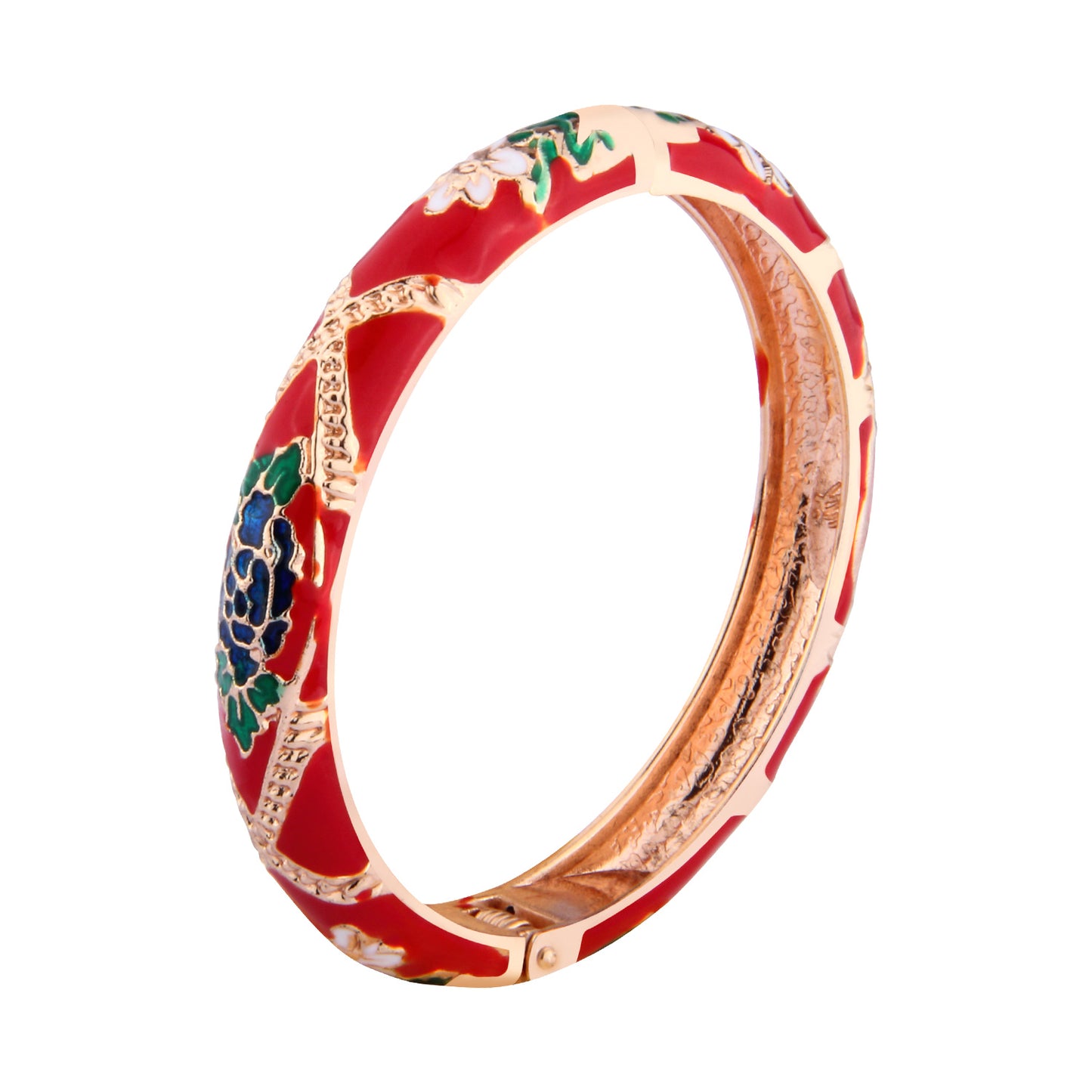 UJOY Cloisonne Bangle Multicolor Floral Rose Gold Bracelet Gifts for Women Girls 625105