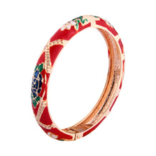 Load image into Gallery viewer, UJOY Cloisonne Bangle Multicolor Floral Rose Gold Bracelet Gifts for Women Girls 625105