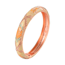 Load image into Gallery viewer, UJOY Cloisonne Bangle Multicolor Floral Rose Gold Bracelet Gifts for Women Girls 625105