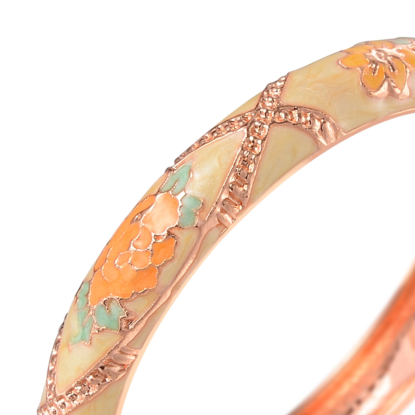 UJOY Cloisonne Bangle Multicolor Floral Rose Gold Bracelet Gifts for Women Girls 625105