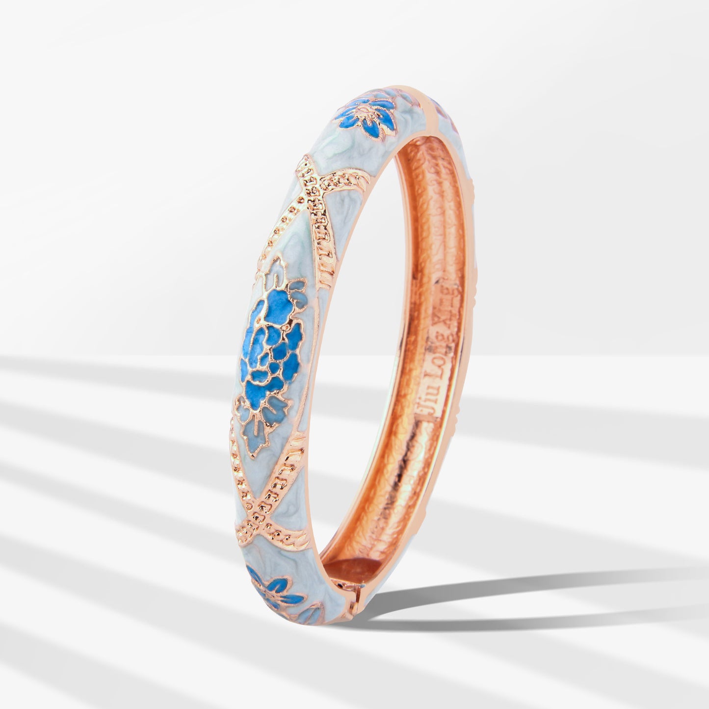 UJOY Cloisonne Bangle Multicolor Floral Rose Gold Bracelet Gifts for Women Girls 625105