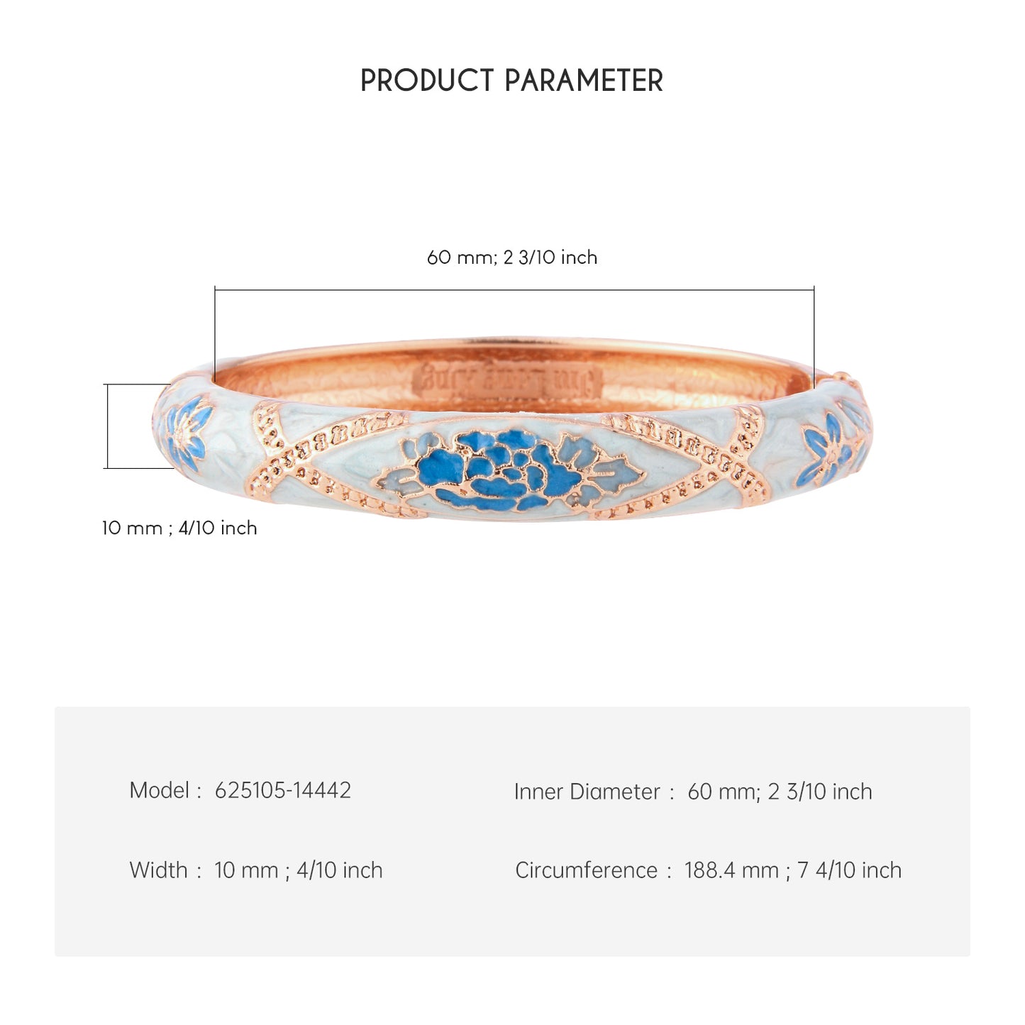 UJOY Cloisonne Bangle Multicolor Floral Rose Gold Bracelet Gifts for Women Girls 625105
