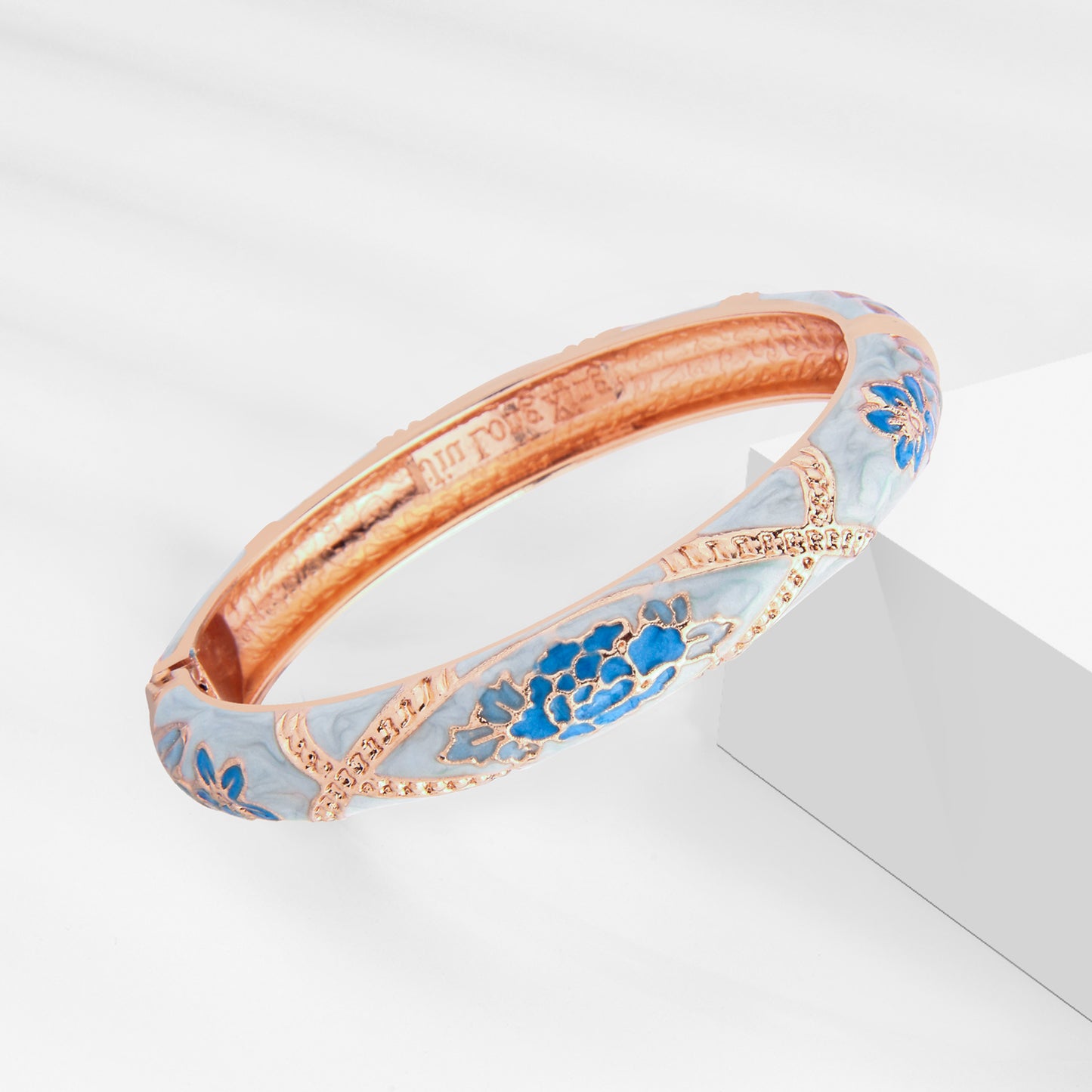 UJOY Cloisonne Bangle Multicolor Floral Rose Gold Bracelet Gifts for Women Girls 625105