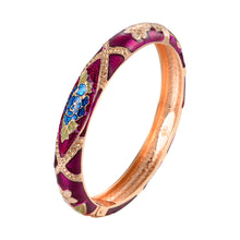 Load image into Gallery viewer, UJOY Cloisonne Bangle Multicolor Floral Rose Gold Bracelet Gifts for Women Girls 625105