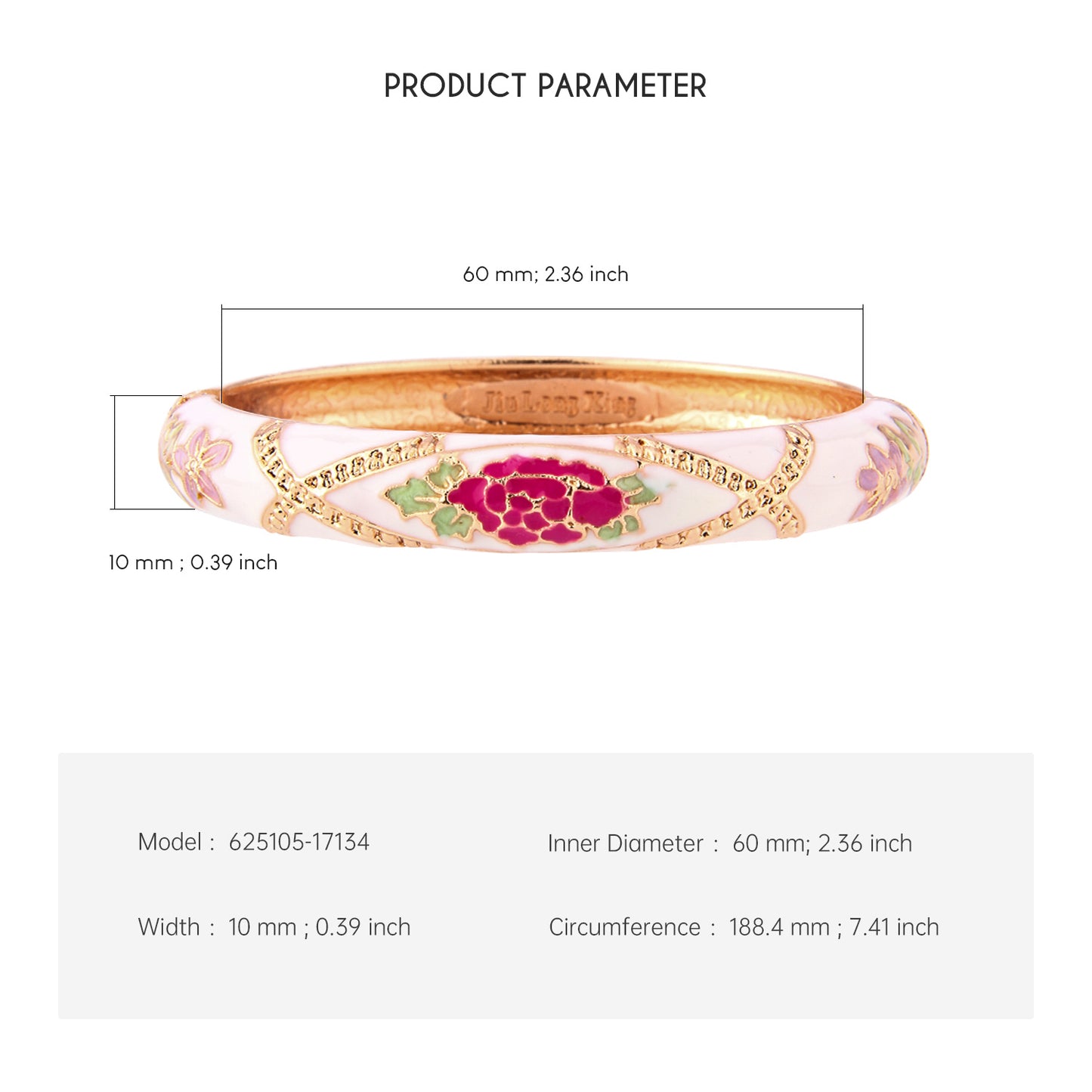 UJOY Cloisonne Bangle Multicolor Floral Rose Gold Bracelet Gifts for Women Girls 625105