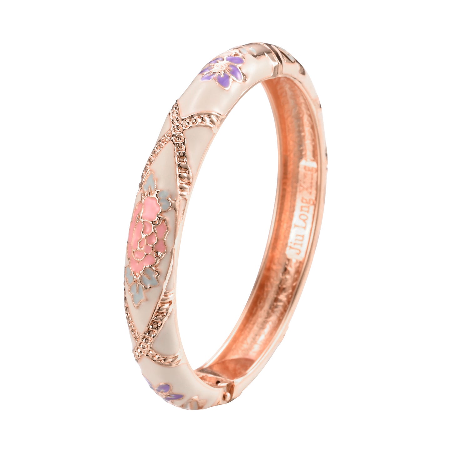 UJOY Cloisonne Bangle Multicolor Floral Rose Gold Bracelet Gifts for Women Girls 625105