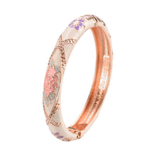 Load image into Gallery viewer, UJOY Cloisonne Bangle Multicolor Floral Rose Gold Bracelet Gifts for Women Girls 625105