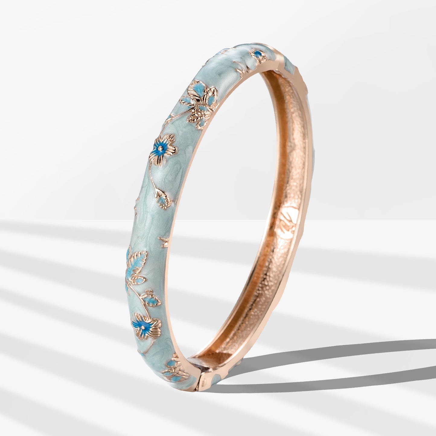 UJOY Cloisonne Bangle Multi-coloured Gold Flower Pattern Bracelet Gifts for Women Girls 631085
