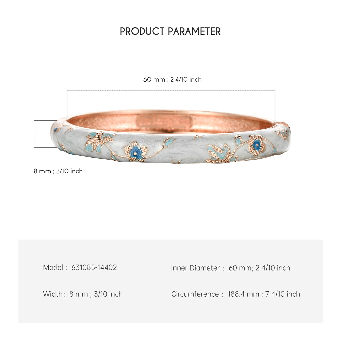 UJOY Cloisonne Bangle Multi-coloured Gold Flower Pattern Bracelet Gifts for Women Girls 631085