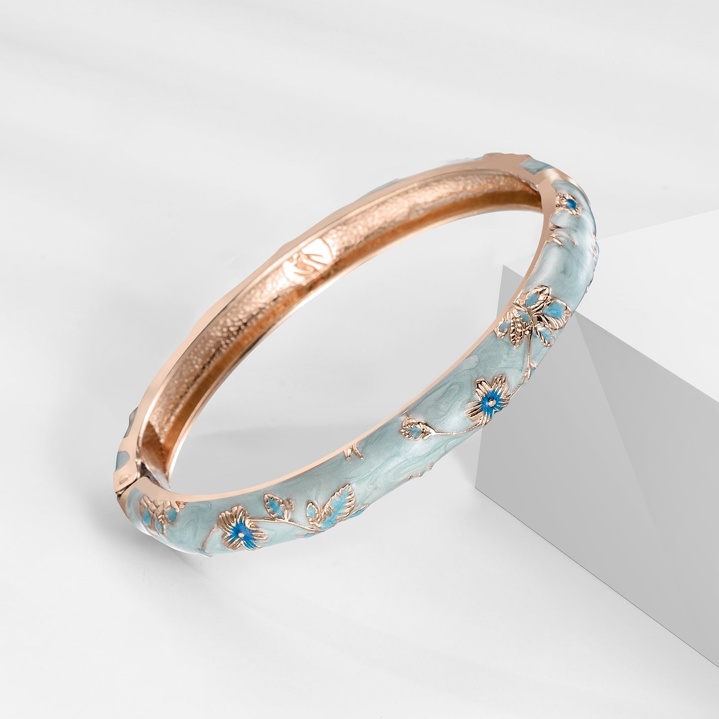 UJOY Cloisonne Bangle Multi-coloured Gold Flower Pattern Bracelet Gifts for Women Girls 631085