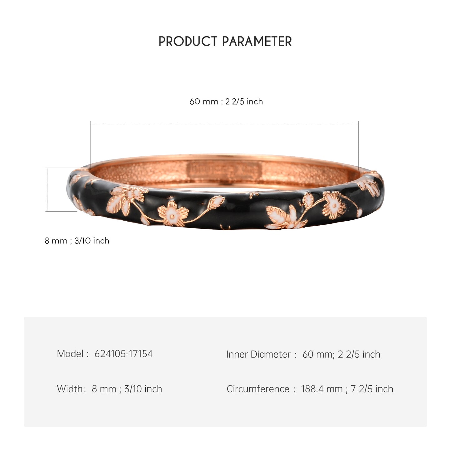 UJOY Cloisonne Bangle Multi-coloured Gold Flower Pattern Bracelet Gifts for Women Girls 631085