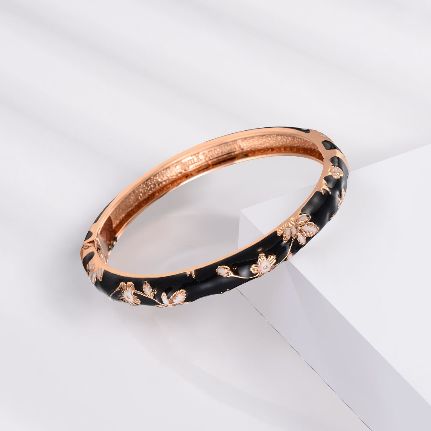 UJOY Cloisonne Bangle Multi-coloured Gold Flower Pattern Bracelet Gifts for Women Girls 631085