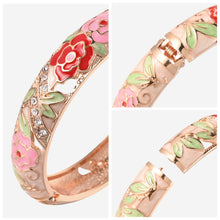 Load image into Gallery viewer, UJOY Cloisonne Bangle Multi-coloured Openwork Floral Inlay Bracelet Gifts for Women Girls 653145