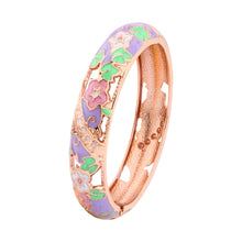 Load image into Gallery viewer, UJOY Cloisonne Bangle Dreamy Pink Purple Openwork Floral Bracelet Gifts for Women Girls