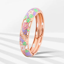 Load image into Gallery viewer, UJOY Cloisonne Bangle Dreamy Pink Purple Openwork Floral Bracelet Gifts for Women Girls