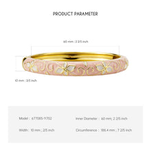 Load image into Gallery viewer, UJOY Vintage Gold Plated Cloisonne Enamel Hinged Bangle, Pink Marble Swirl Butterfly Motif Bracelet for Women, Elegant Stackable Jewelry Gift**  >