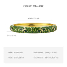 Load image into Gallery viewer, UJOY Vintage Gold Plated Cloisonne Enamel Hinged Bangle, Pearl Dark Green Swirl with Fuchsia Butterfly Motif Bracelet for Women, Elegant Stackable Jewelry Gift（副本）