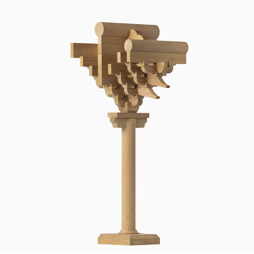 SARIHOSY Natural Wood Forbidden City Seven Steps on Dougong Building Blocks Wooden Puzzles for Adults and Teenagers