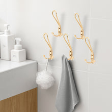 Cargar imagen en el visor de la galería, SARIHOSY Polished Light K Gold Tone Zinc Alloy Wall Mounted Dual Hook 8810