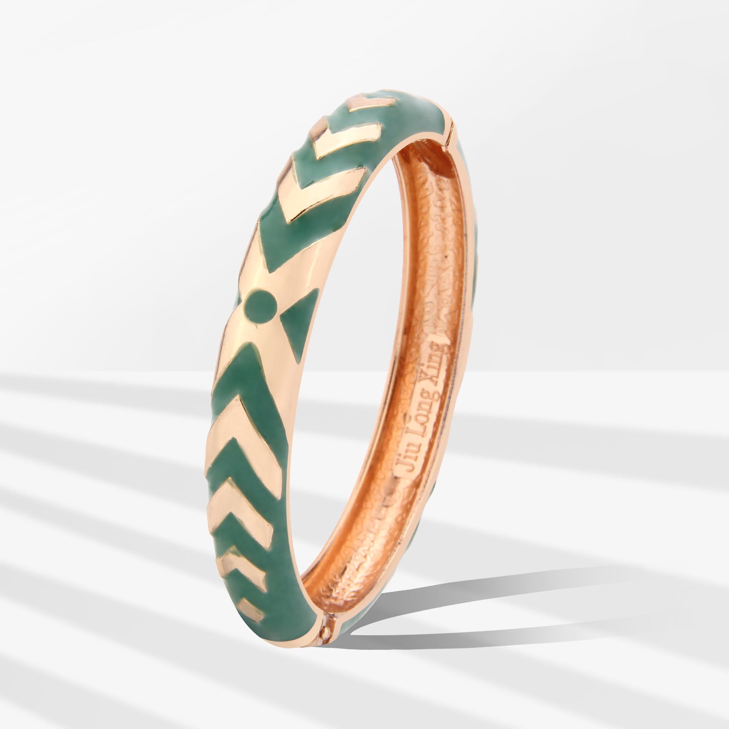 UJOY Cloisonne Bangle Black Green Gold Fashion Striped Bracelet Gifts for Mom Women Girls107105