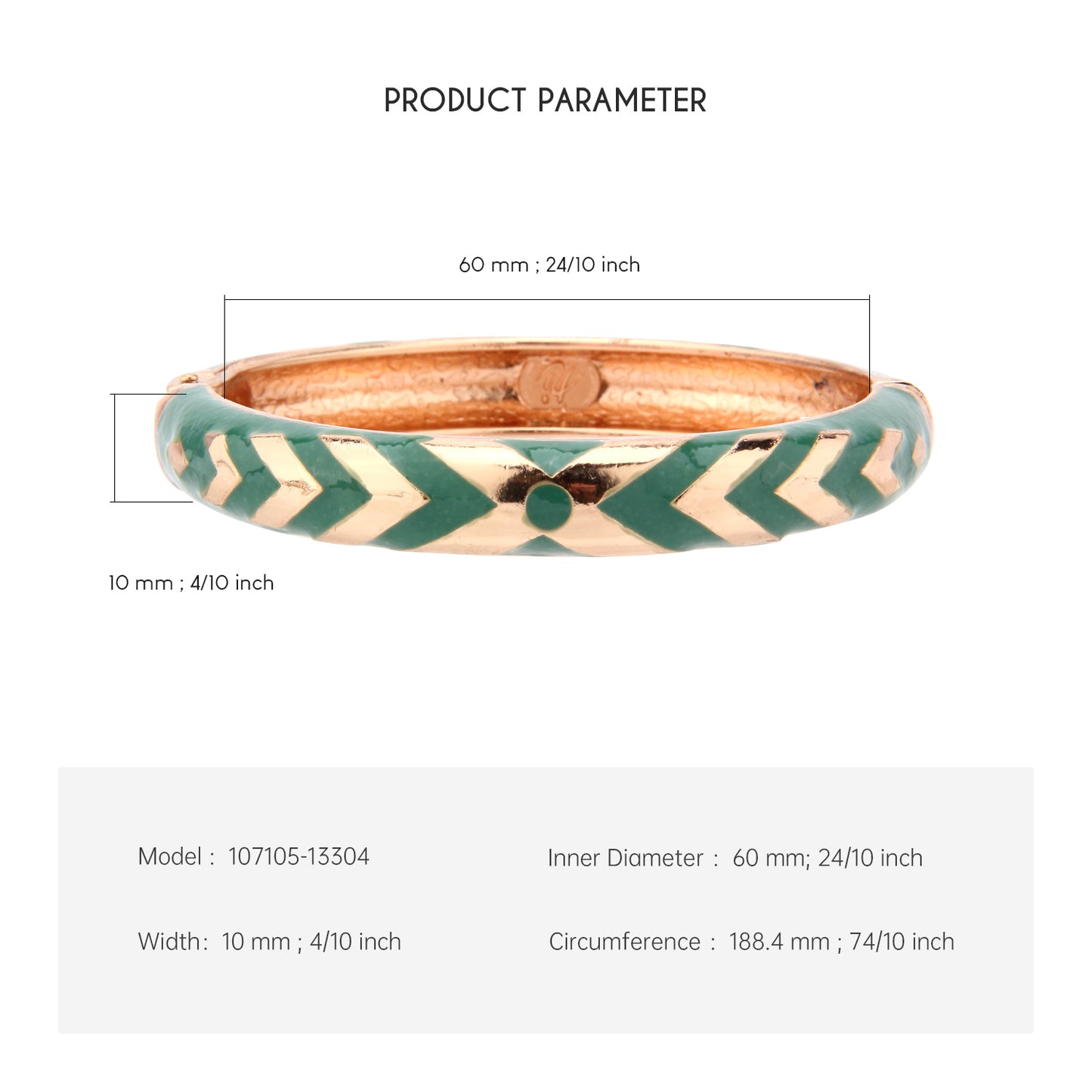 UJOY Cloisonne Bangle Black Green Gold Fashion Striped Bracelet Gifts for Mom Women Girls107105