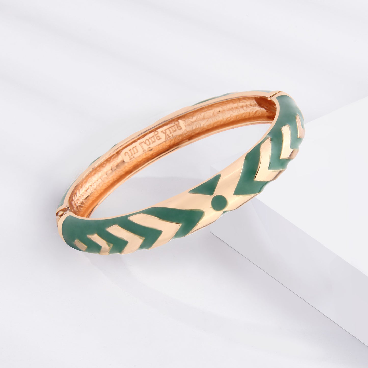 UJOY Cloisonne Bangle Black Green Gold Fashion Striped Bracelet Gifts for Mom Women Girls107105